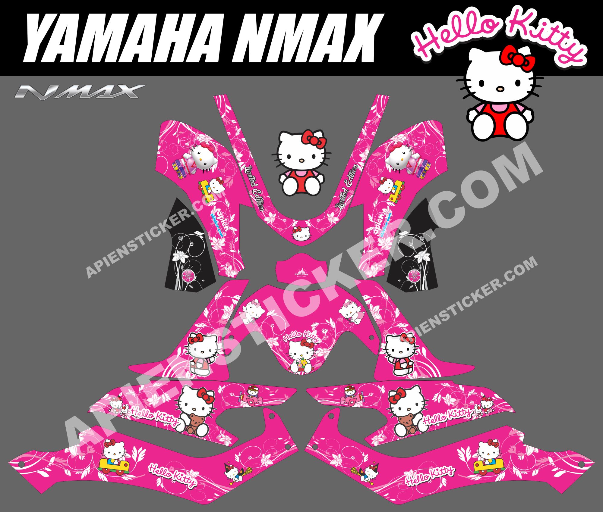 Stiker Nmax Hello Kitty. Striping Motor Yamaha NMAX Hello Kitty