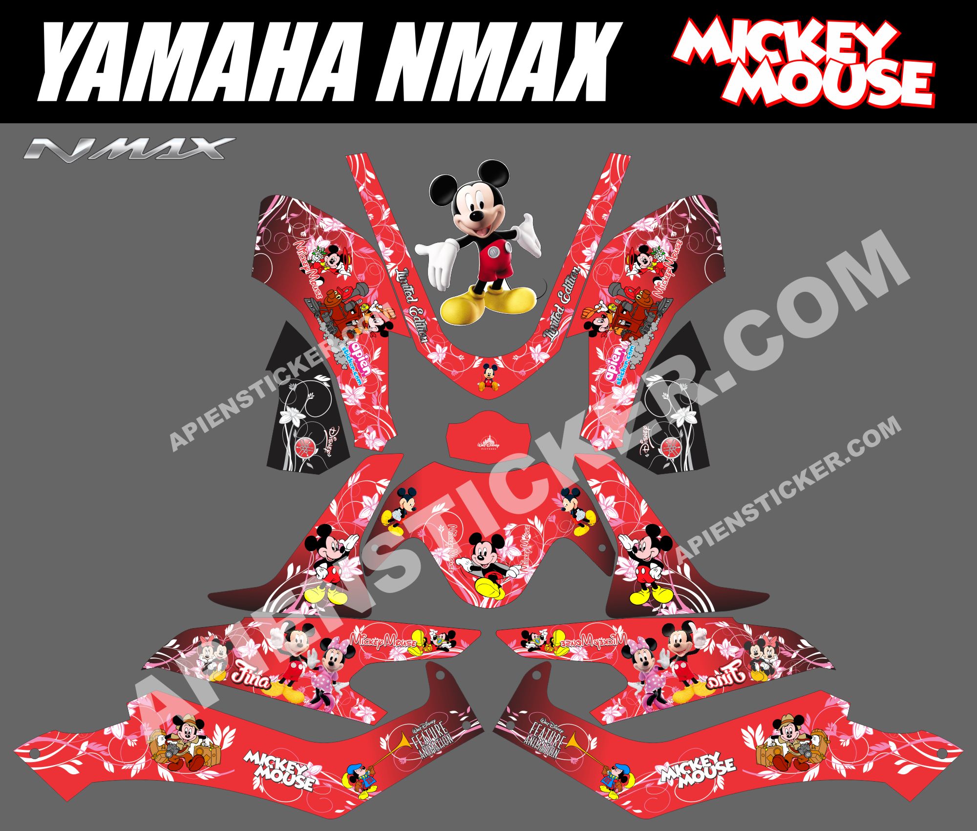 Stiker Nmax Mickey Mouse. Striping Motor Yamaha NMAX Mickey Mouse