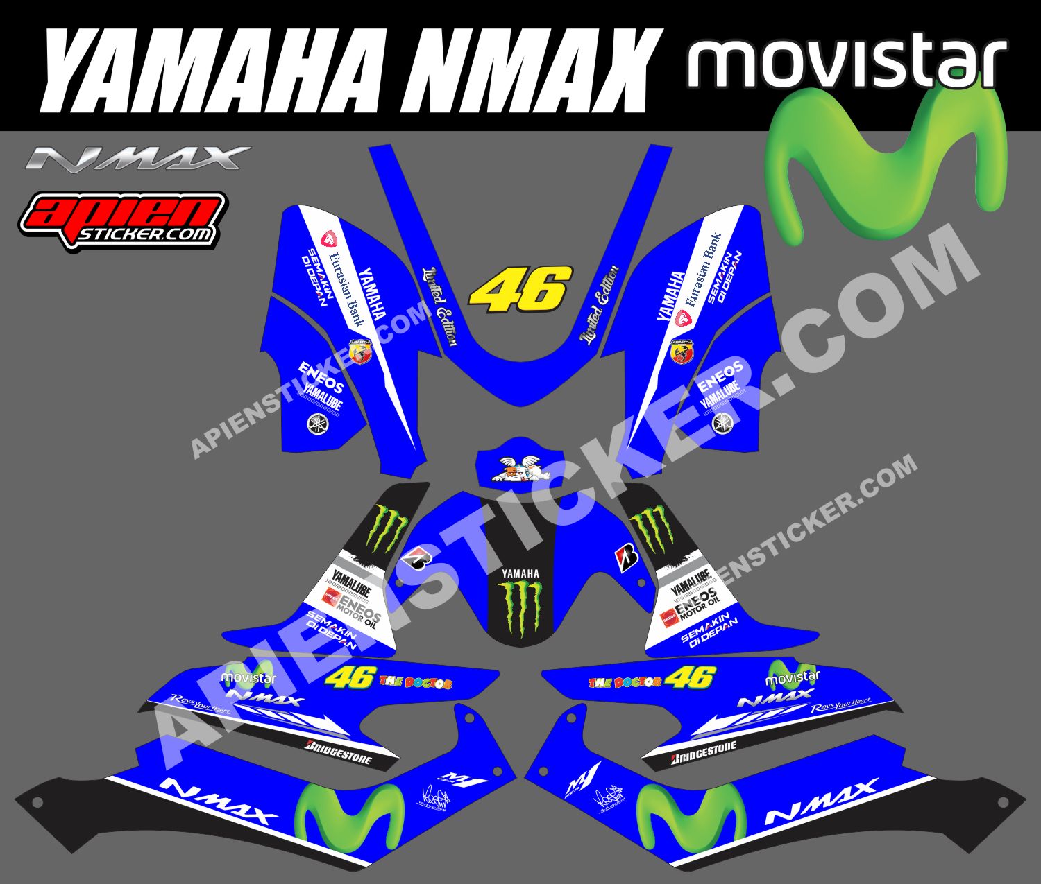 Decal Nmax Movistar. Striping Motor Yamaha NMAX Movistar Rossi