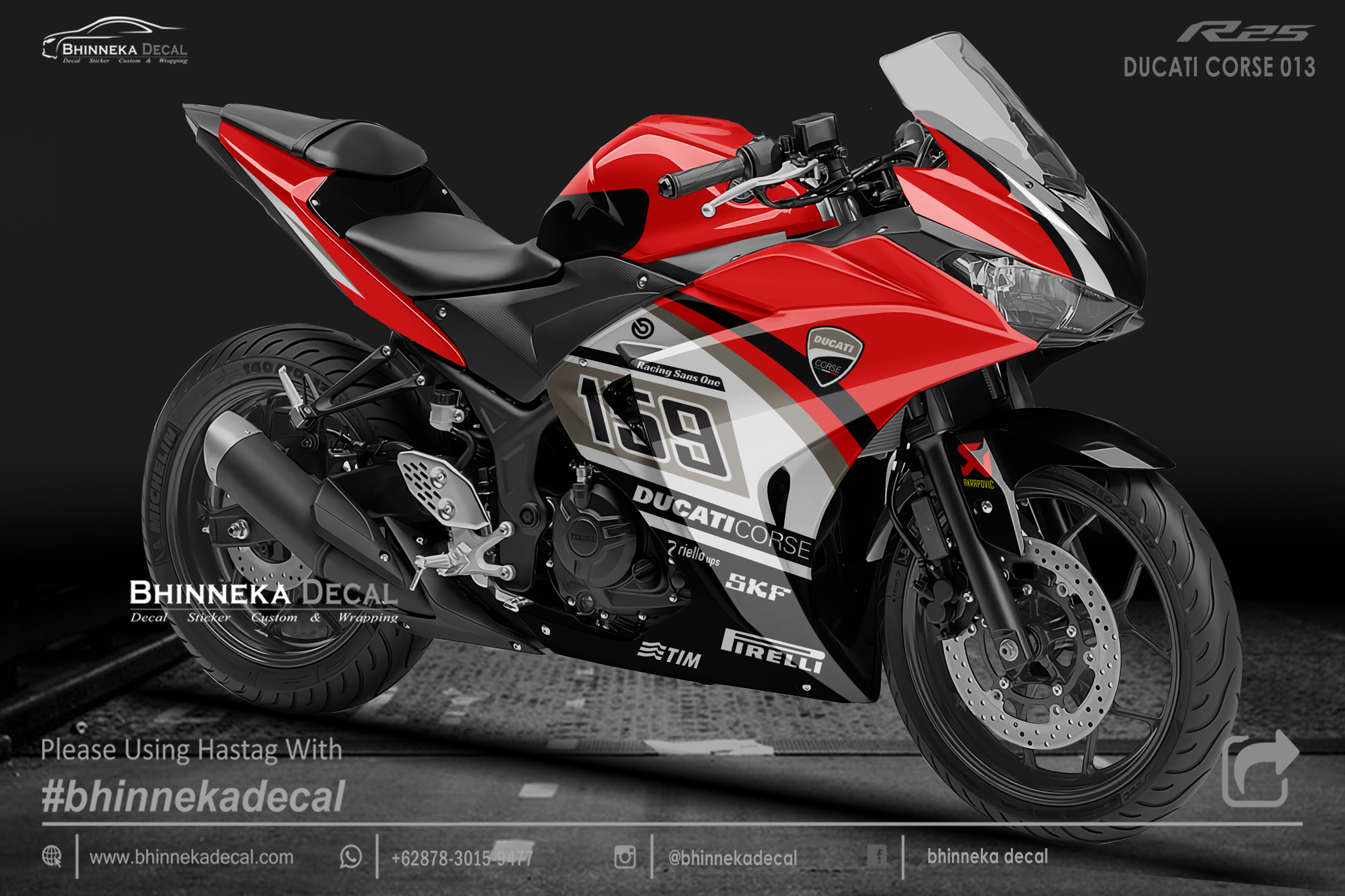 Sticker Nmax Ducati. DECAL STICKER YAMAHA R25 DESAIN DUCATI CORSE-012 – Bhinneka Custom Decal