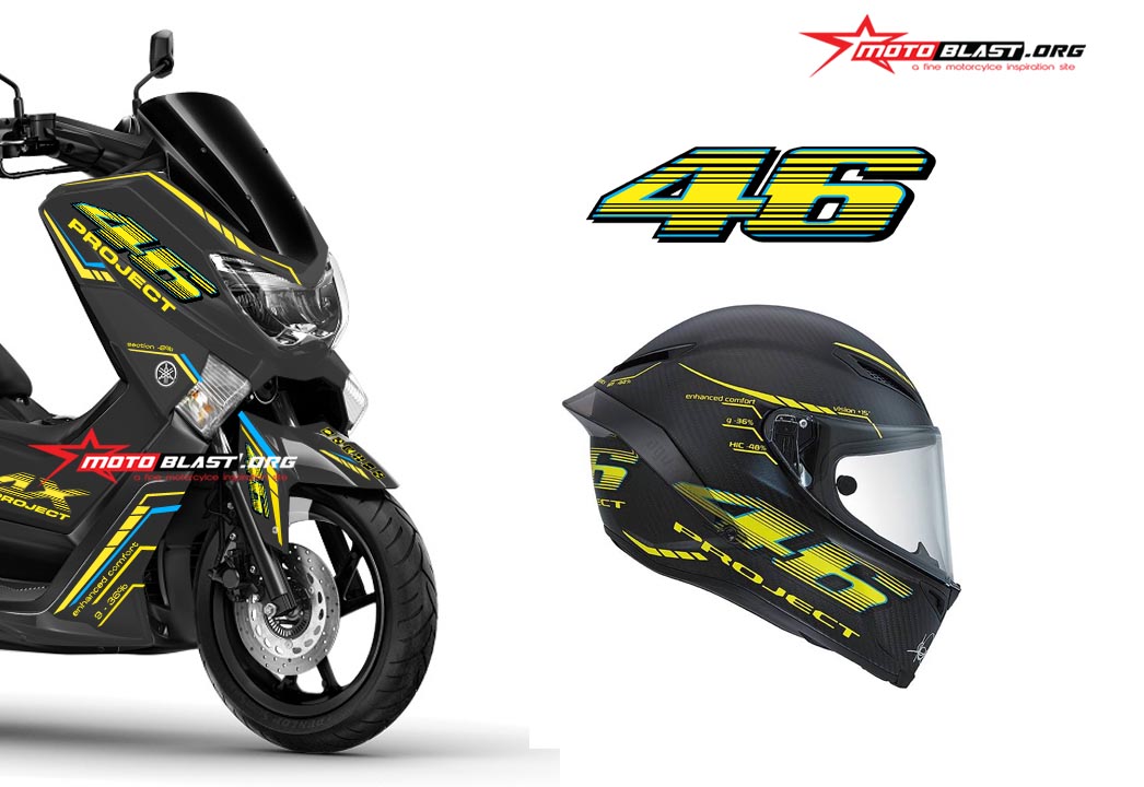 Helm Yang Cocok Untuk Rider Nmax. Yamaha NMAX Black ala helmet AGV VR46 Project