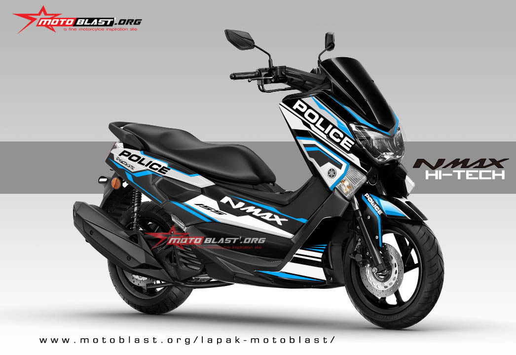 Nmax Modif Police. Modifikasi striping Yamaha NMAX Black Police HITECH V2