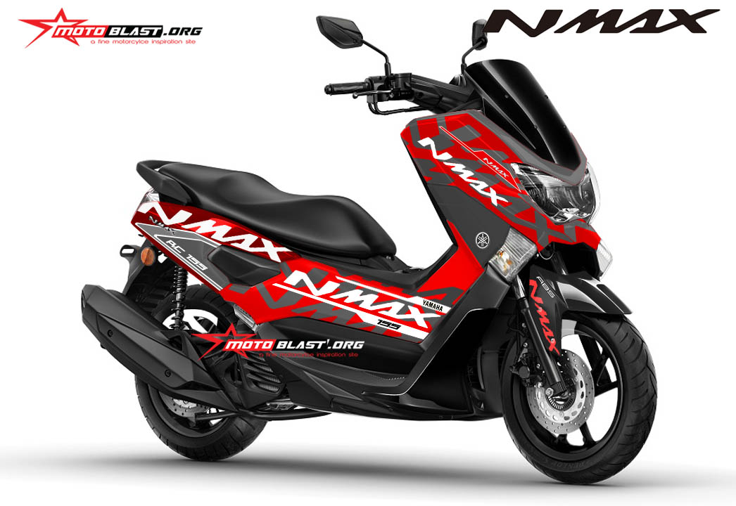 Nmax Red Modif. Modifikasi motor matic terbaru Yamaha NMAX Red striping ala KTM RC