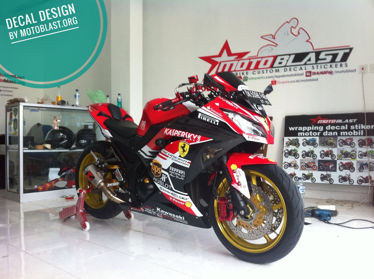 Modifikasi Nmax Denpasar. Modifikasi striping motor Kawasaki Ninja 250R Fi Denpasar livery Ferrari