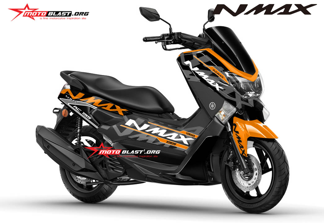 Modif Nmax Orange. Modifikasi Striping Yamaha NMAX Black ala KTM RC