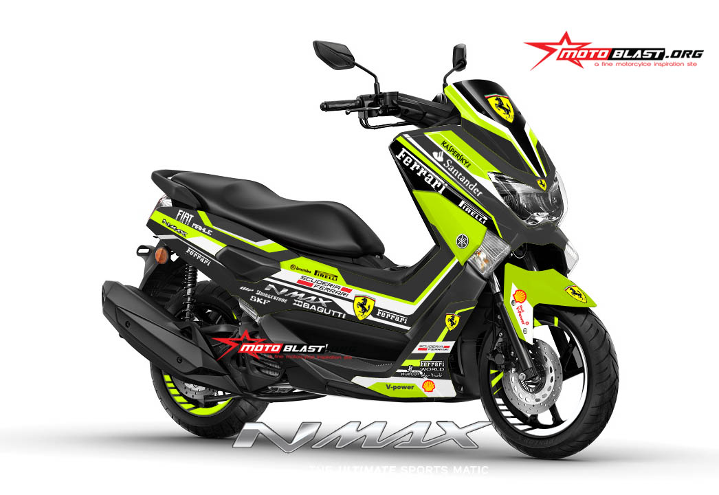 Nmax Modifikasi Black. Modifikasi Striping Yamaha Nmax Black Ferrari Green lime