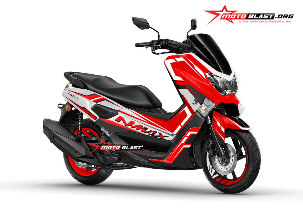 Nmax Red Modif. Modifikasi motor matic terbaru Yamaha NMAX striping Two tone Red