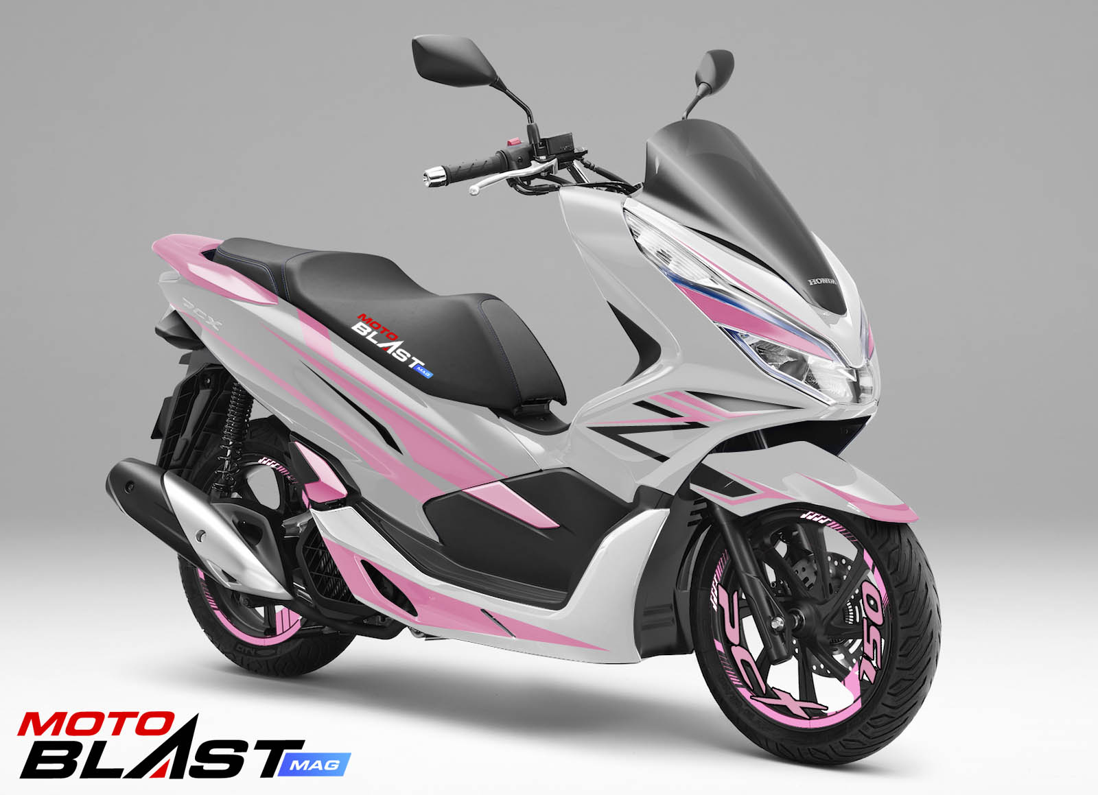 Nmax Putih Pink. Honda PCX 150 Putih tema Girly Pink