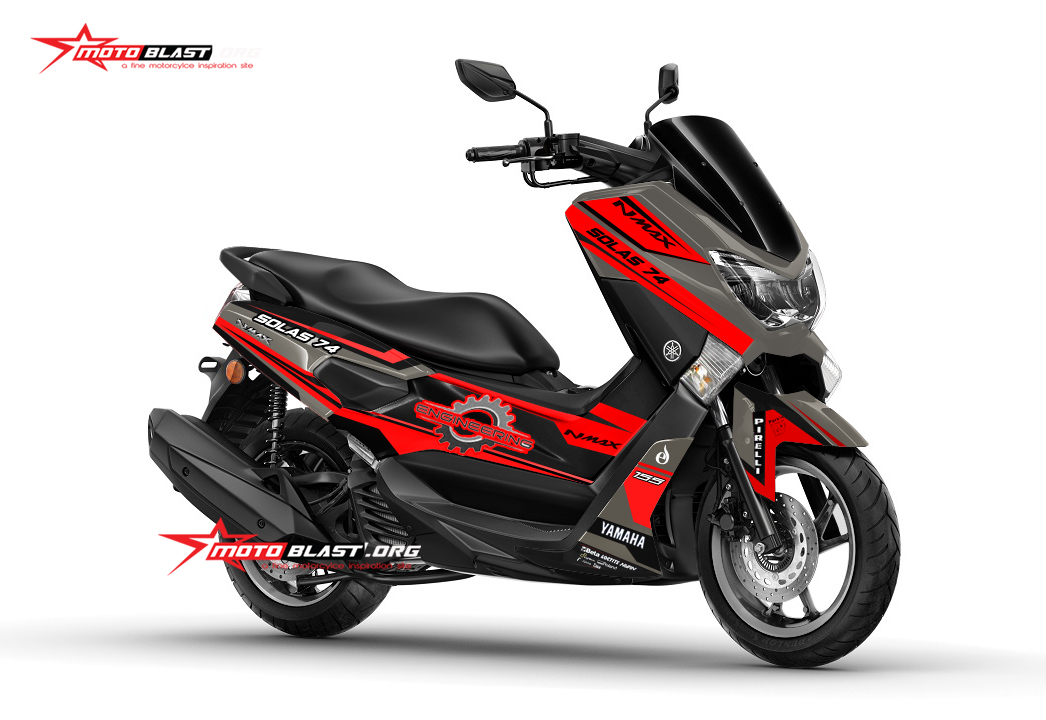 Nmax Modif Grey. Yamaha Nmax Matte Grey Alstare Green lime and Red