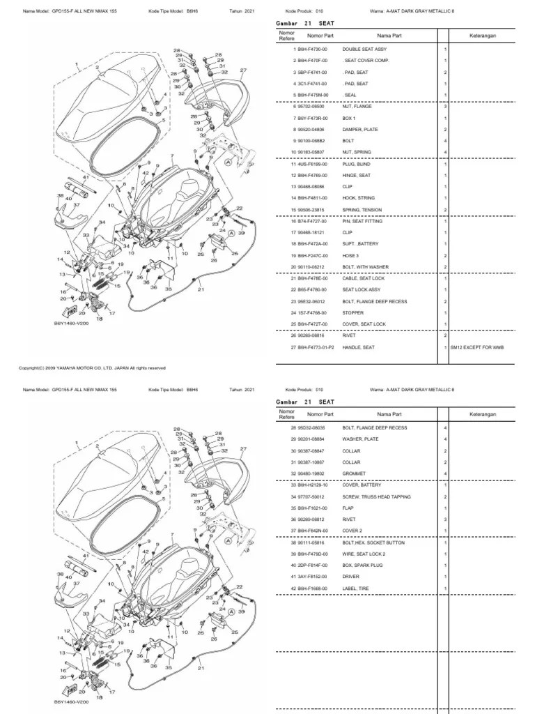 Yamaha Nmax 155 Service Manual. 21.GPD155-F All New Nmax 155 Connected Version Seat