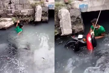 Nmax Putih Hijau. Superhero Tak Berkostum, Terjun ke Kali, Selamatkan NMAX Pelat Putih