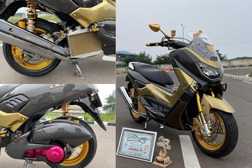 Nmax Modif Racing. Ngotot Tampil Mewah, Yamaha NMAX Modif Kaki-kaki Racing Beraksen Gold