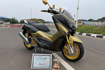 Yamaha Nmax Warna Coklat. Dibalut Full Karbon Kevlar, Yamaha NMAX Lama Bersolek Mewah Jadi Juara