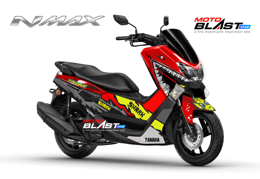 Nmax Red Decals. Decal Stiker Yamaha NMAX RED SHARK