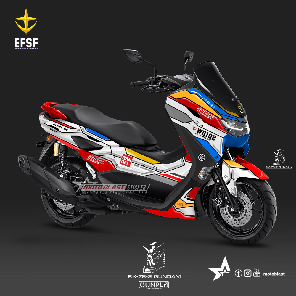 Nmax Striping Modif. Modifikasi Striping Yamaha New Nmax Gundam RX 78-2