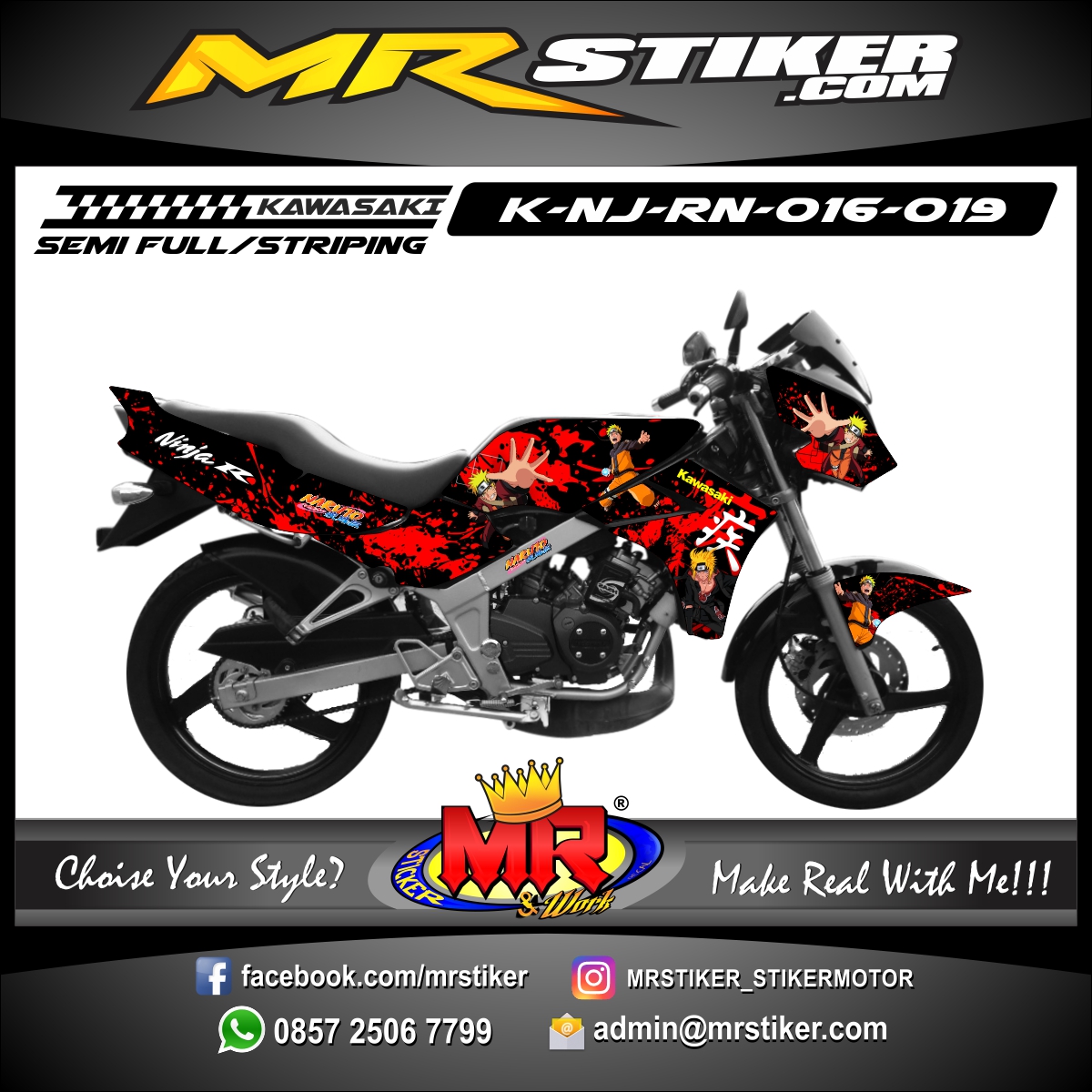 Decal Nmax Naruto. Stiker motor decal Ninja R New Naruto Shippuden - stiker motor premium