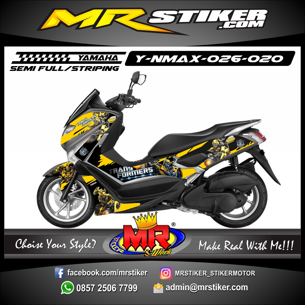 Decal Nmax Transformer. Stiker motor decal Nmax Bumble Bee Transformer - stiker motor premium