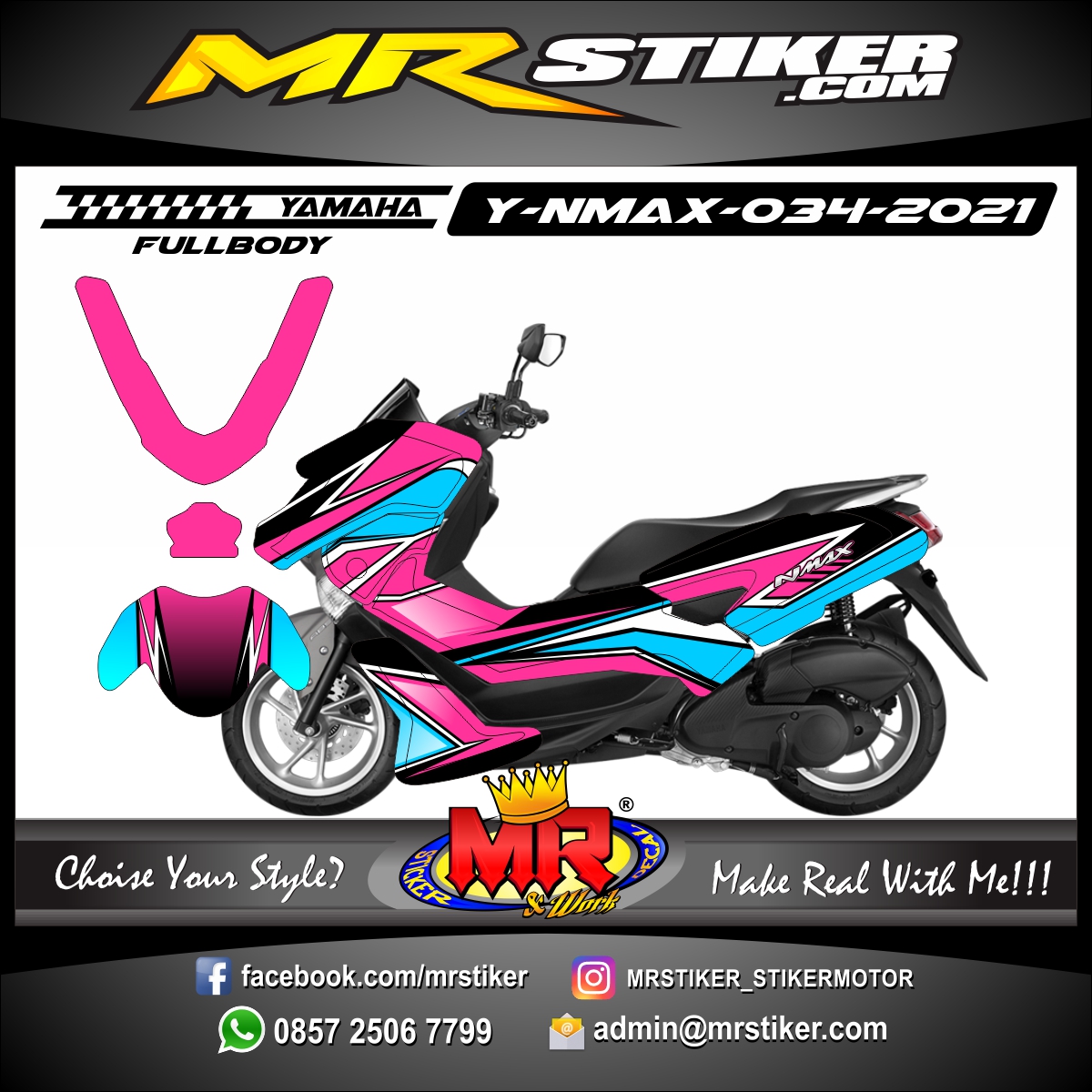 Nmax 2021 Warna Pink. Stiker motor decal Yamaha NMAX Pink Blue Grafis Fullbody - stiker motor premium