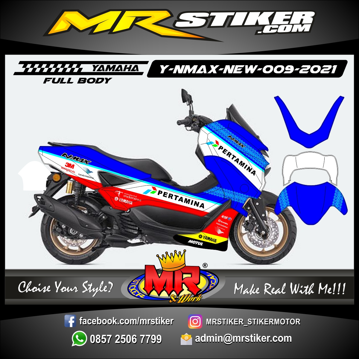 Nmax Decal Mandalika. Stiker motor decal Yamaha NMAX New 2020 Pertamina Mandalika SAG Team (FULLBODY) - stiker motor premium