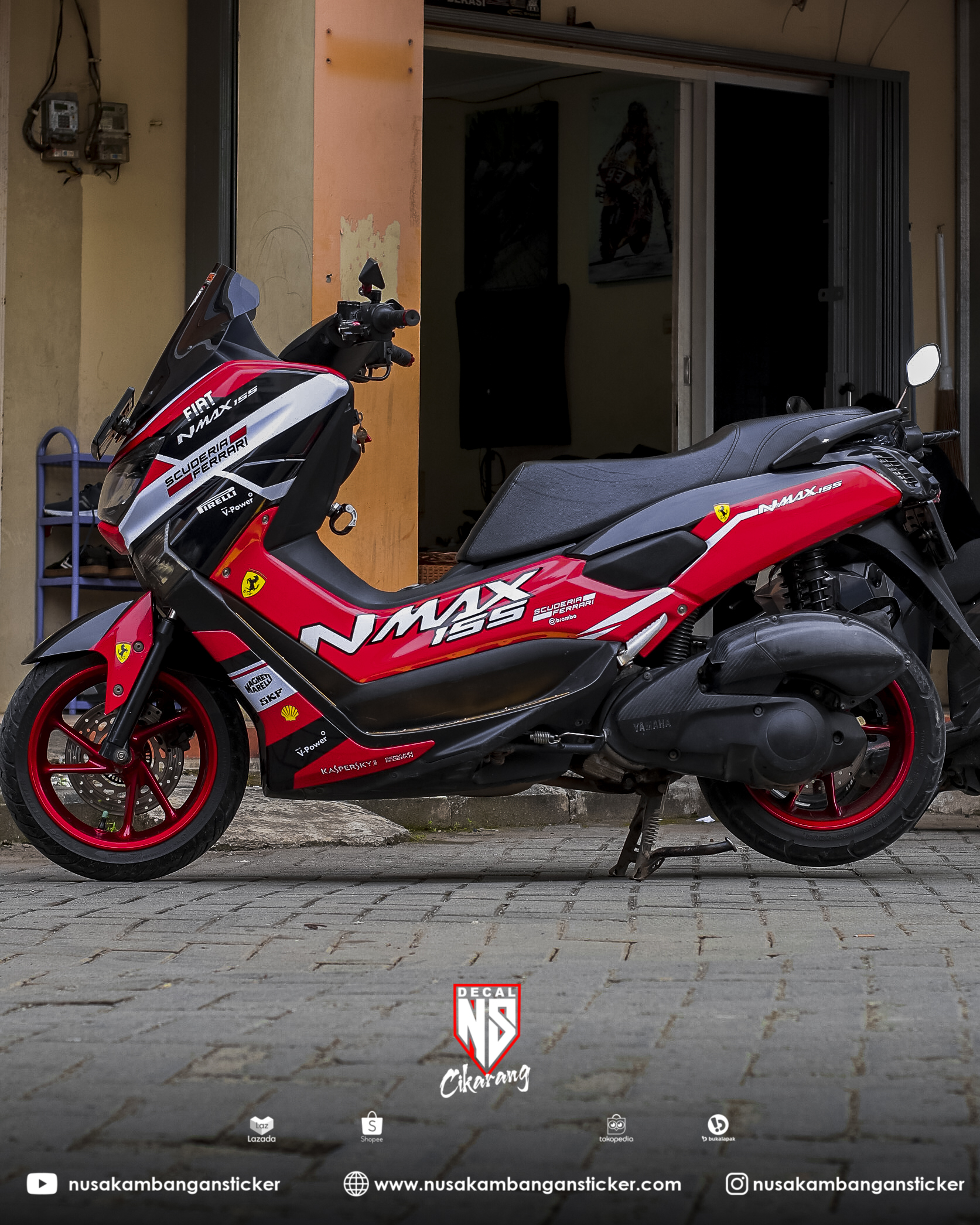 Body Nmax Modif. Sticker Motor Yamaha Nmax 155 Ferrari Merah Modifikasi Stiker Full Body – Nusakambangan Sticker