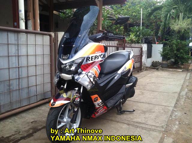 Decal Nmax Repsol. Modifikasi Yamaha Nmax Livery Repsol ini bisa jadi Inspirasi