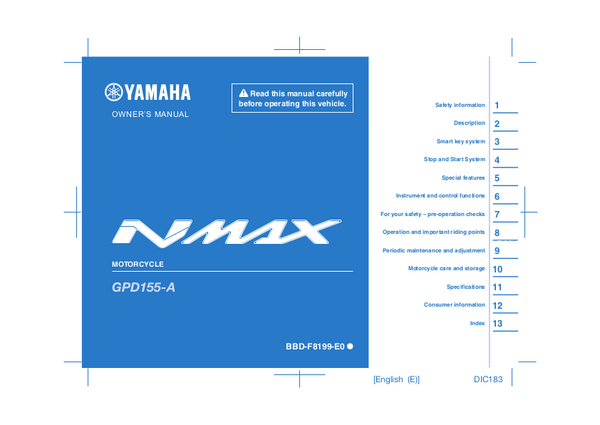 Nmax Connected Manual. Petunjuk Nmax 155 (2021) Yamaha (114 halaman)